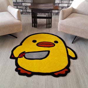 Psycho Küken Teppich: Handgemachte Anime Acrylgarn getuftet Dekor perfektes Geschenk für