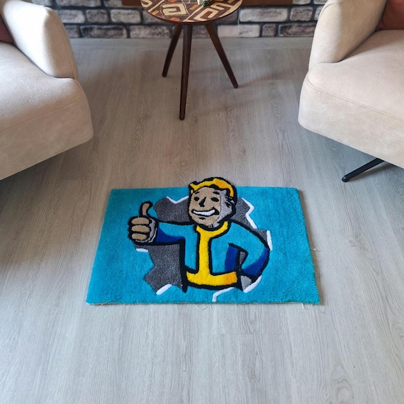 Vault Boy Rug: Fallout Handmade Tufted Wall Art - Gamer Decor - Tufting Anime - Perfect Gift