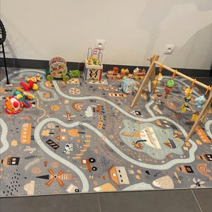 City Road ultrazacht kinderspeelkleed, vloerkleed voor kinderkamer, speelkleed, vloerkleed, kinderkamerdecor, met kussensloop cadeau
