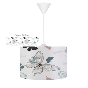 Butterfly Pendant Light: Kids Room Ceiling Lamp + Matching Cushion