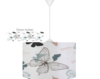 Butterfly Pendant Light: Kids Room Ceiling Lamp + Matching Cushion