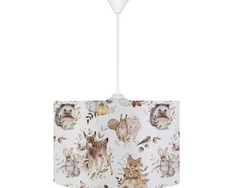 Woodland Animals Pendant Light: Kids Room Decor with Matching Cushion