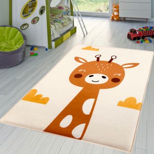 Bonita alfombra de jirafa para habitación infantil: suave, acogedora y lavable para salas de juegos y guarderías con funda de cojín gratis