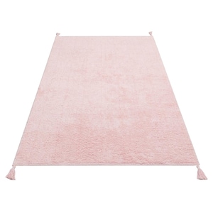 Weicher rosa Baumwollteppich, Minimalistischer Waschbarer Kinderzimmerteppich, gemütliche Kinder-Spielzimmermatte, moderner rechteckiger und runder Babyzimmerteppich