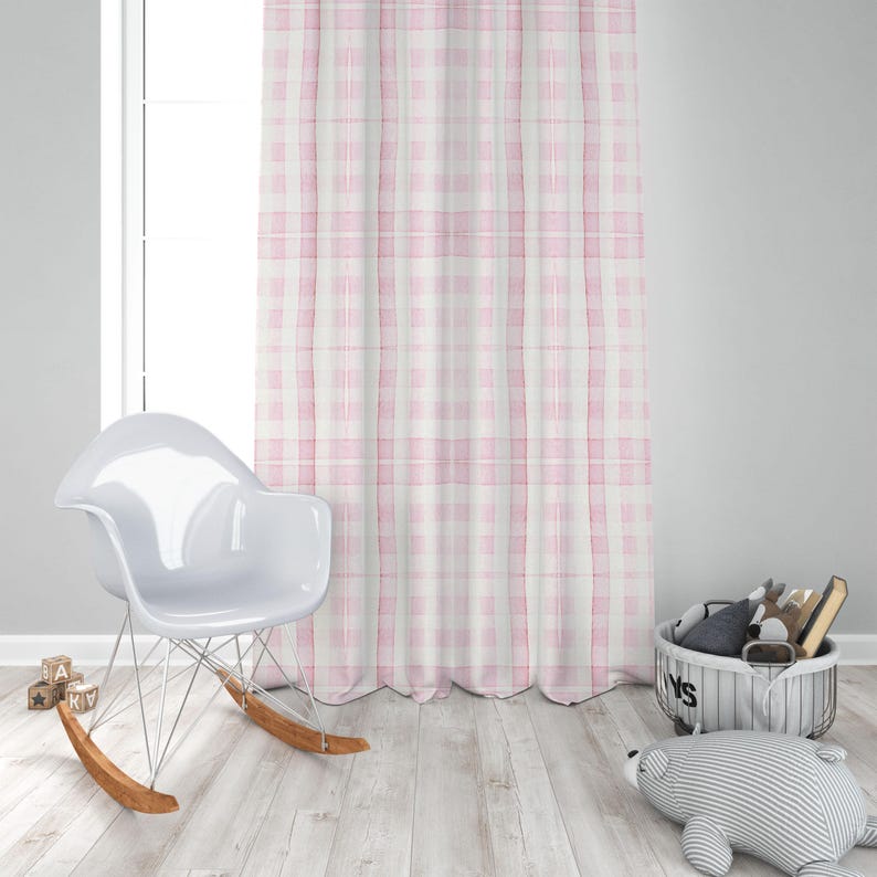Soft Pink Plaid Nursery Rug: Washable Kids Room Carpet with Cushion Cover image 8