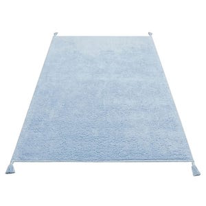 Weicher hellblauer Waschbarer Kinderzimmerteppich, Teppich aus 100% Baumwolle, Gemütlicher runder und rechteckiger Kinderspielteppich, Minimalistischer Babyteppich