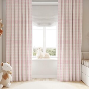 Soft Pink Plaid Nursery Rug: Washable Kids Room Carpet with Cushion Cover image 6