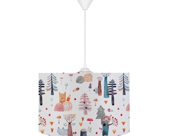Woodland Animals Pendant Light: Kids Room Decor, Matching Cushion Gift
