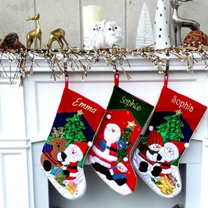 Applique Santa and Friends Christmas Stockings Embroidered with Names or Personalized Monogram for Kids and Adults image 5