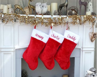 red white plush embroidered christmas stocking personalized embroidered family stockings traditional red and white christmas stockings - Embroidered Stockings Christmas red white plush embroidered christmas stocking personalized embroidered family stockings traditional red and white christmas stockings - Embroidered Stockings Christmas