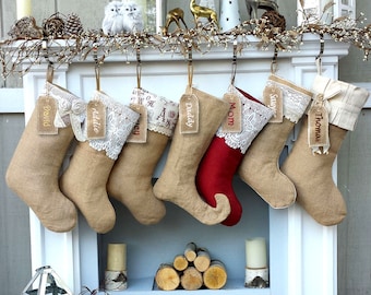 burlap lace linen christmas stockings country primitive rustic decor personalized christmas stocking embroidered burlaps fabric name tags - Rustic Christmas Stockings burlap lace linen christmas stockings country primitive rustic decor personalized christmas stocking embroidered burlaps fabric name tags - Rustic Christmas Stockings