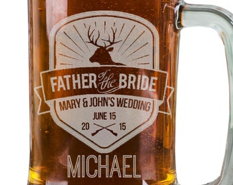 16 Oz Buck Hunter Groomsman Beer Mugs Wedding Party Hunting Engraved Groomsmen Best Man Groom Father Usher Gift Discounts Glass Etched