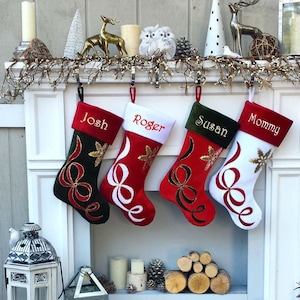 Embroidered Stockings - Velvet Christmas Applique - Custom Personalized - Available in Different Colors