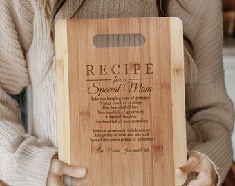 2024 Mothers Gift Personalized Recipe for a Special Mom Custom Cutting Board Gift for Mom Mommy Birthday Mother's Day from kids