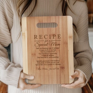 2024 Mothers Gift Personalized Recipe for a Special Mom Custom Cutting Board Gift for Mom Mommy Birthday Mother's Day from kids