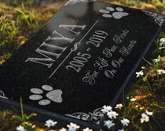 Personalized Dog Memorial  Cat Memorial Granite Stone Pet Grave Marker Engraved In Memory of Headstone Custom Engraved Garden Memorial Stone