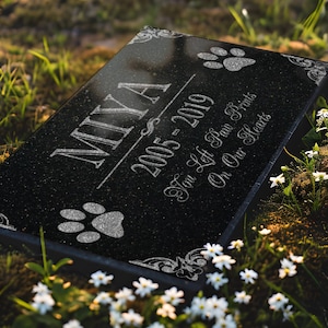 Personalized Dog Memorial Cat Memorial Granite Stone Pet Grave Marker Engraved In Memory of Headstone Custom Engraved Garden Memorial Stone image 1