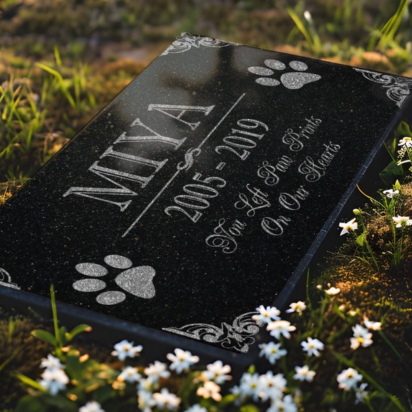 Personalized Dog Memorial  Cat Memorial Granite Stone Pet Grave Marker Engraved In Memory of Headstone Custom Engraved Garden Memorial Stone