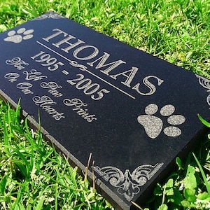 Personalized Dog Memorial Cat Memorial Granite Stone Pet Grave Marker Engraved In Memory of Headstone Custom Engraved Garden Memorial Stone image 2