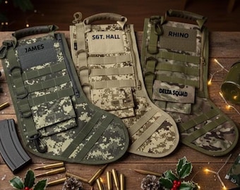 Tactical Stockings Armed Forces Military Police Swat Personalized with embroidered name | Camo Christmas Decor Army Navy Marines Air Force