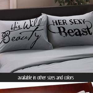 His Wild Beauty Her Sexy Beast Pillow Cases Couples Pillowcases Sexy For Him Her Boyfriend Girlfriend Husband Wife His Hers Beauty and Beast