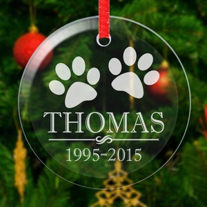 Pet Gifts Paws Engraved Christmas Ornament Personalized Memorail Sympathy Pet Lover Gift Engraved Name Date Cat Ornament Dog Ornaments