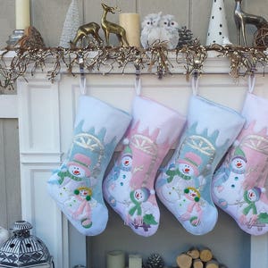 Children's Large Christmas Snowman Personalized stocking with Melting Ice Cuff image 2