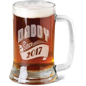 New Dad Gift Daddy Since 2020 Beer Mug 16 Oz Engraved Beer Glass Father's Day Gift Idea Etched from daughter son and wife for Fathers Day image 1