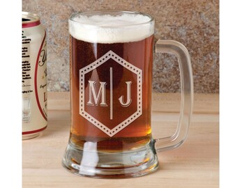 monogram beer mugs etsy