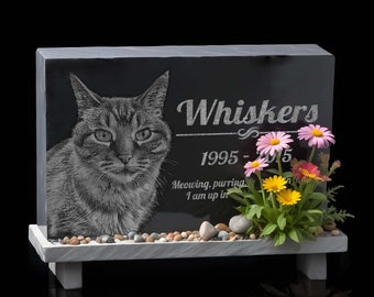 Personalized Cat Memorial  Black Granite Stone Pet Cat Grave Marker Engraved In Memory of Headstone Custom Engraved Garden Memorial Stone