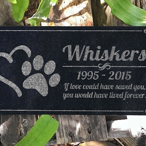 Pet Memorial Stone Personalized Heart Paw Headstone Garden Plaque Custom Engraved Cat Memorial Dog Grave Markers in Granite Memorial Stone
