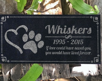 Pet Memorial Stone Personalized Heart Paw Headstone Garden Plaque Custom Engraved Cat Memorial Dog Grave Markers in Granite Memorial Stone