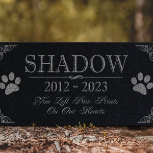 Personalized Dog Memorial Cat Memorial Granite Stone Pet Grave Marker Engraved In Memory of Headstone Custom Engraved Garden Memorial Stone image 2