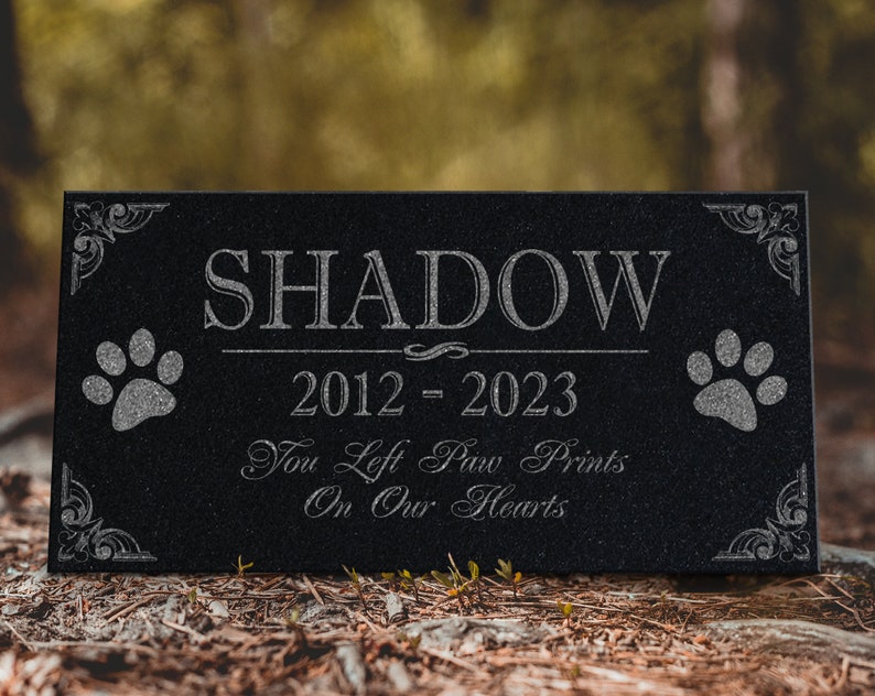 Personalized Dog Memorial Cat Memorial Granite Stone Pet Grave Marker Engraved In Memory of Headstone Custom Engraved Garden Memorial Stone image 4
