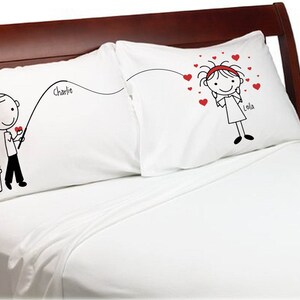 Cute Fishing for Love Boyfriend Girlfriend Valentines Day Gift Personalized Pillow Cover Couples Anniversary Stick People Bf Gf image 5