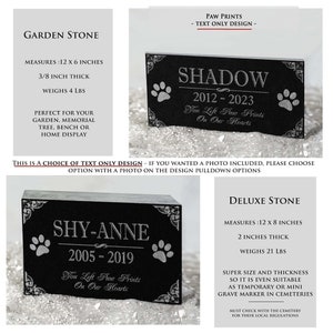 Personalized Custom Granite Dog Cat Memorial Headstone Waterproof Pet Cemetery Marker with Photo Plaque for Outdoor Garden Stepping Stone Paws - No Photo