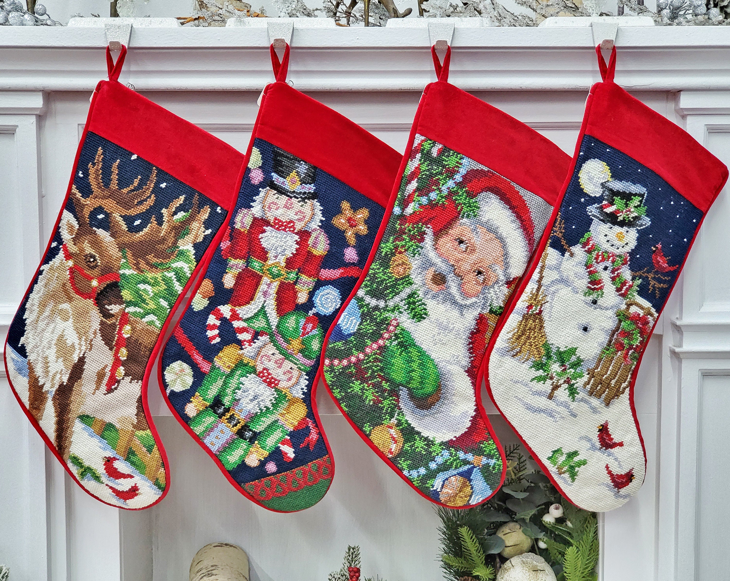 Christmas Stockings Santa Nutcracker Reindeer Old World Stockings With Names