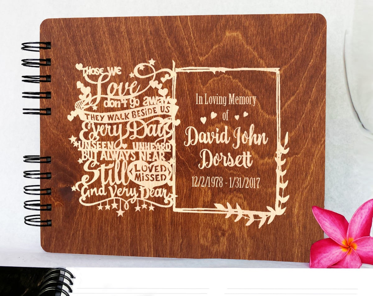 Funeral Guest Book Personalized Wooden Memorial Guestbook Etsy