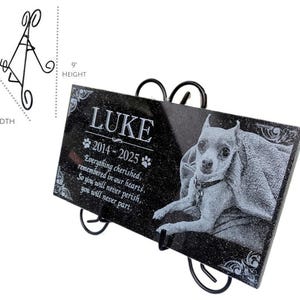 Personalized Pet Memorial Stone | Custom Grave Marker | Engraved Headstone for Cats & Dogs | Outdoor Animal Burial Monument | Pet Tombstone AddOn MetalStand