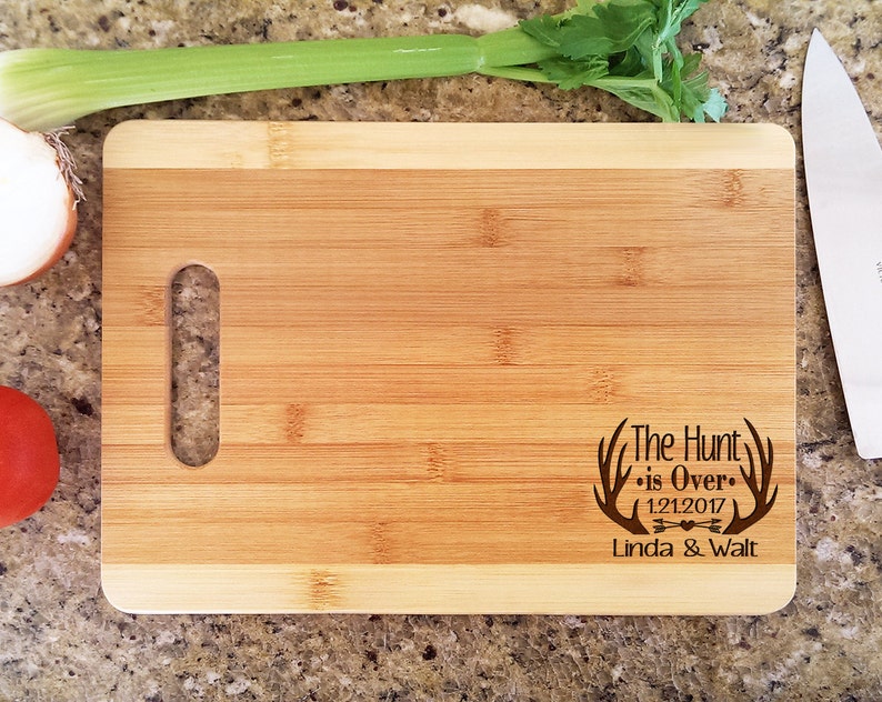 Cute Cutting Board Quote the Hunt is Over Couples Wedding Gift Etsy