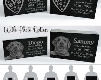 Personalized Human Memorial Stone - Black Granite Engraved With Photo, 12x6 Inches, Silhouette Design - View #2