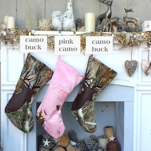 Realtree Camo Christmas Stockings Pink or Brown - Personalized Embroidered