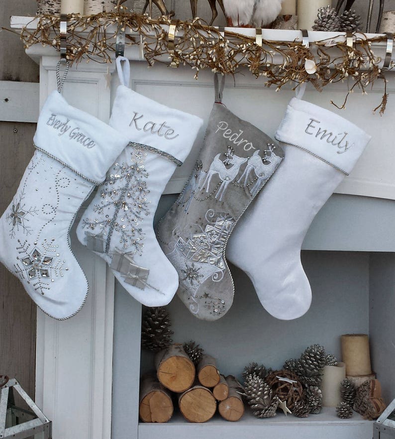 Simple White Velvet Christmas Stocking Personalized Stocking - Etsy