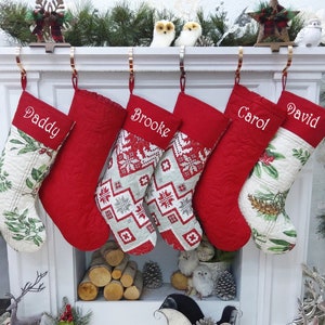 Quilted Timeless Christmas Stockings Embroidered Personalized Holiday