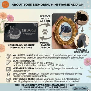 Personalized Pet Memorial Stone | Custom Grave Marker | Engraved Headstone for Cats & Dogs | Outdoor Animal Burial Monument | Pet Tombstone AddOn MiniFramePhoto