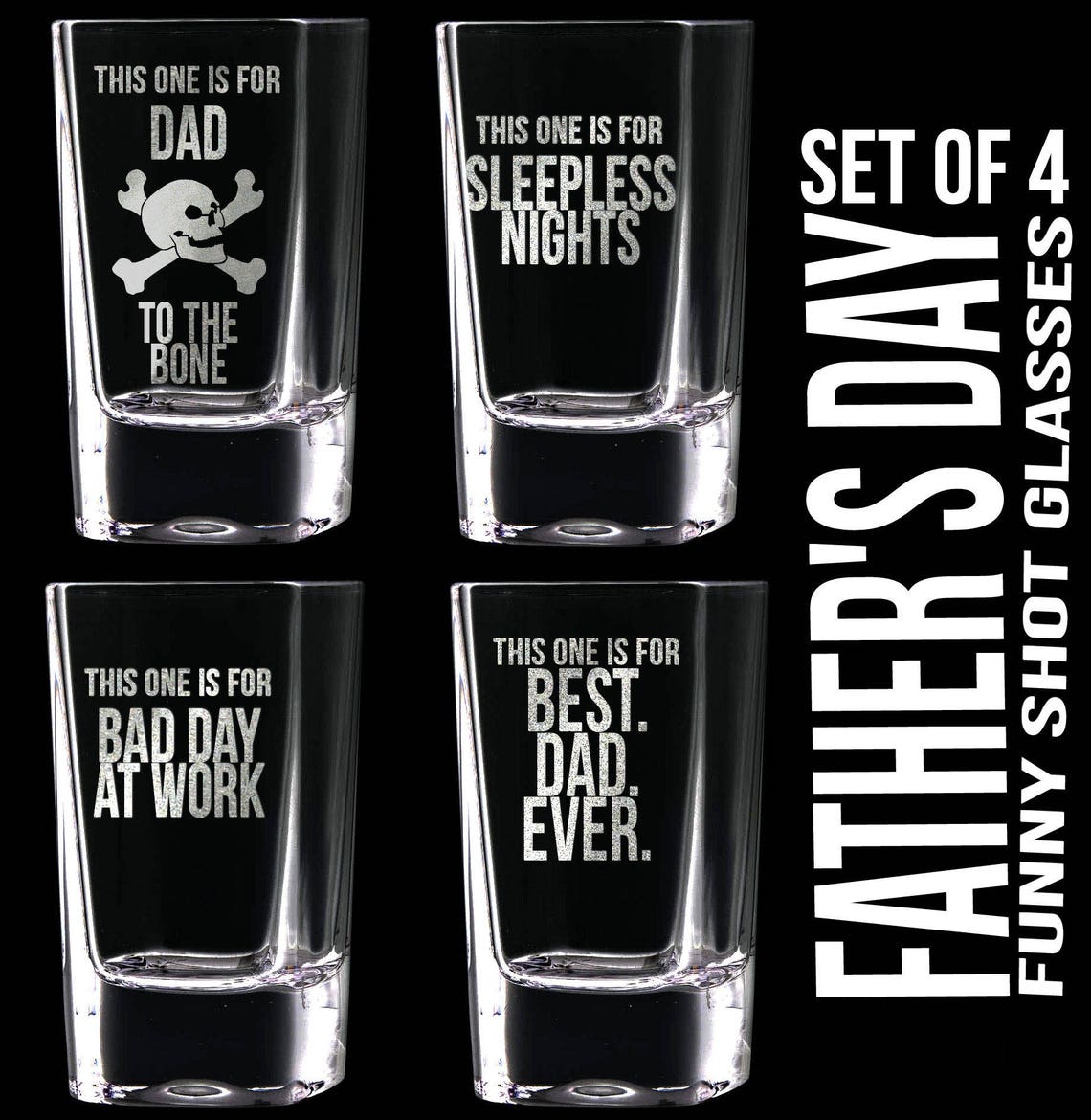 Gift for Dad Set of 4 Father's Day Shot Glasses Dad to the Etsy