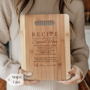 2025 Mothers Gift Personalized Recipe for a Special Mom Custom Cutting Board Gift for Mom Mommy Birthday Mother's Day from kids