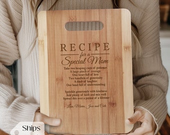 2024 Mothers Gift Personalized Recipe for a Special Mom Custom Cutting Board Gift for Mom Mommy Birthday Mother's Day from kids