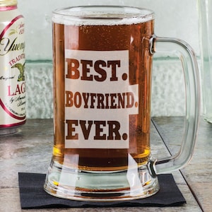 2025 Best Boyfriend 16 Oz Beer Mug Engraved Gift Personalized Drinking Glass Gift Idea Husband or Boyfriend