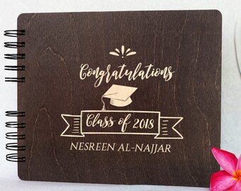 Wooden Graduation Guest Book Grad Gifts Rustic Personalized Class of 2022 Wood Graduation Decoration Supplies Guestbook Photo Booth Album